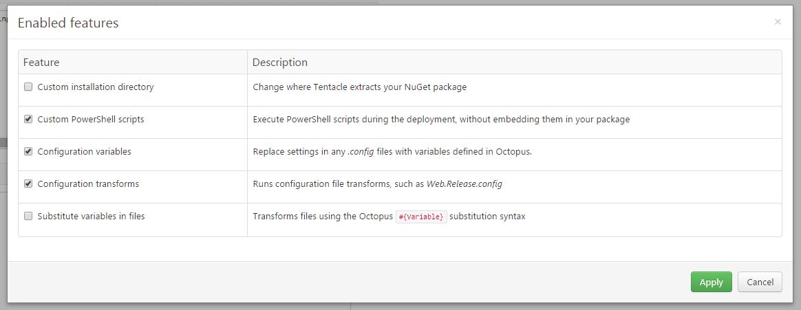 Octopus Deploy: Step template features